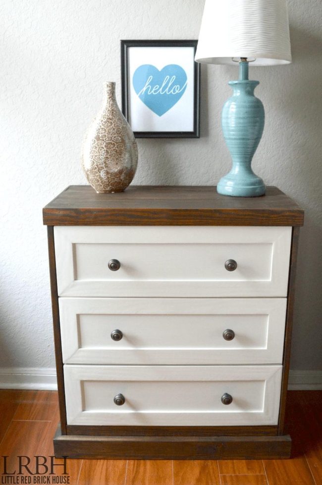 White Dresser With Dark Wood Top