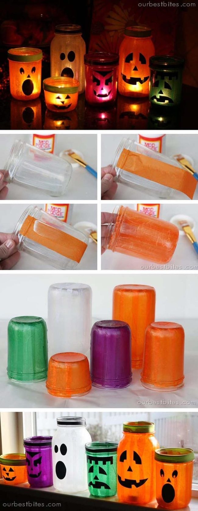 Glowing Monster Mason Jars