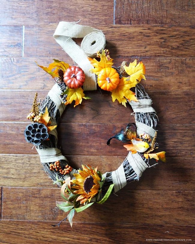 Rust And Sunflower Autumn Wreath