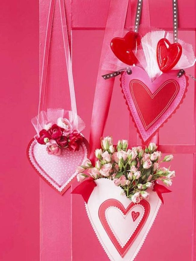 Heart-Shaped Fabric Hanging Blossoms