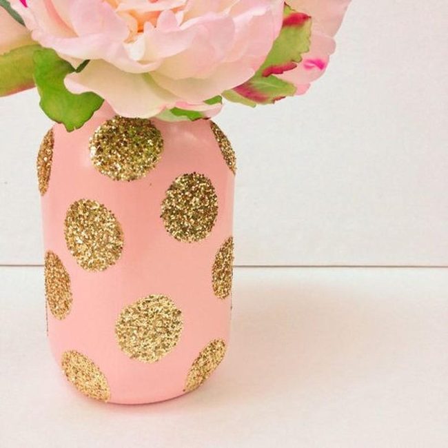 Pink Glitter Polka Jar