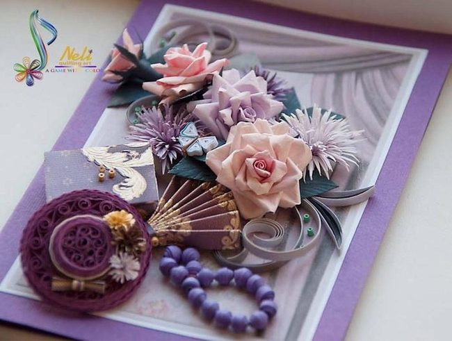 Layered Paper Roses Purple Pastels