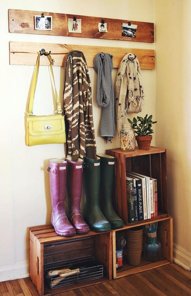 Purple Boots Against Natural Wood