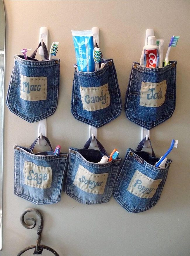 Denim Pockets Bathroom Organization