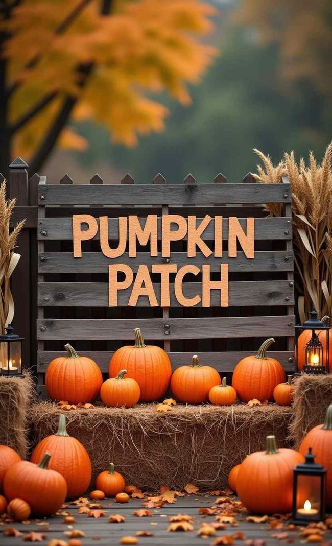 Orange Pumpkins Wooden Pallet Display