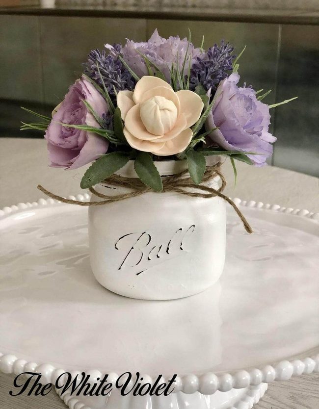 White Mason Jar Florals