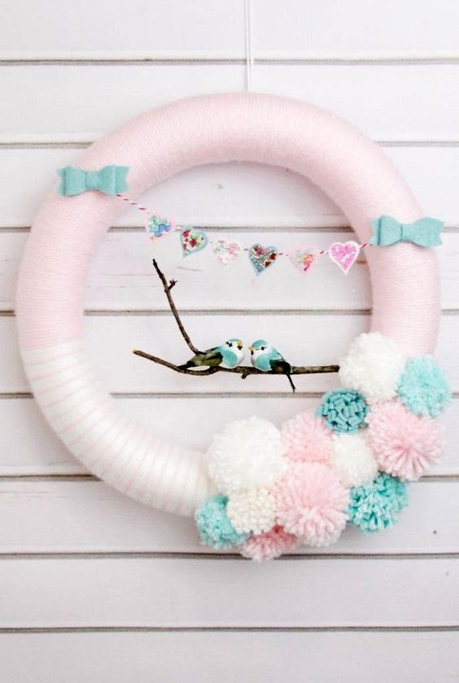 Pastel Birds Heart Wreath