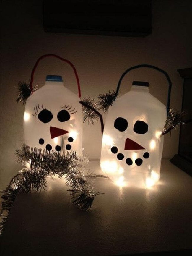 Glowing Milk Jug Snowmen