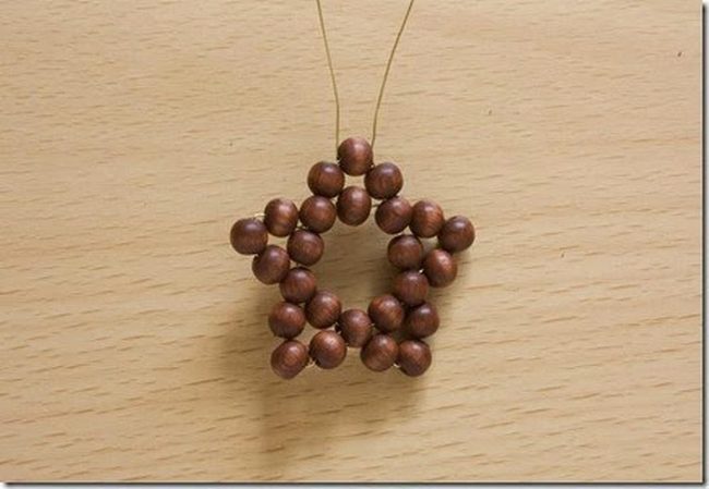 Wooden Beaded Star Ornament