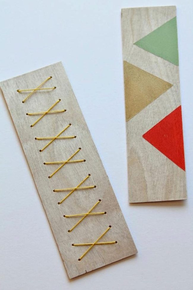 Geometric Wooden Bookmarks In Jewel Tones