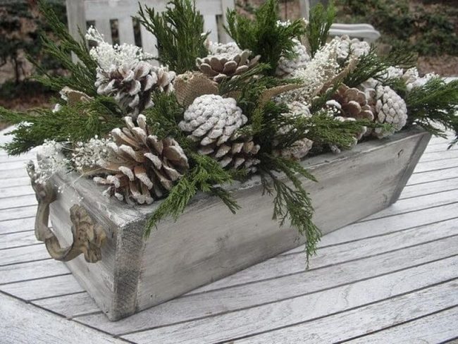 Frosted Pinecones Winter Display