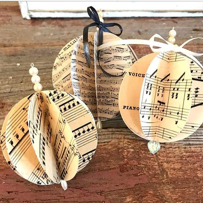 Vintage Sheet Music Ornaments