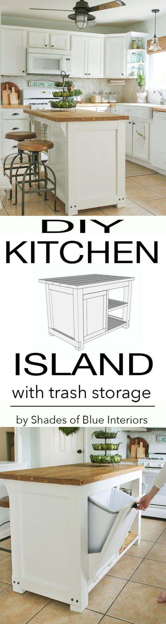 Hidden Waste Kitchen Island