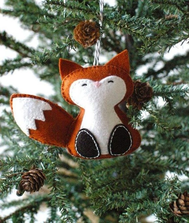Orange Felt Fox Ornament