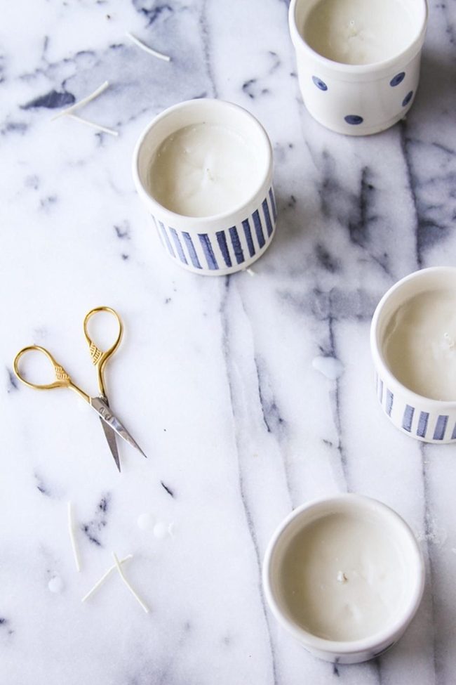 White Candles, Marble, Blue Ceramics