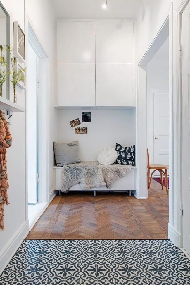 Dark Tile Herringbone Reading Nook