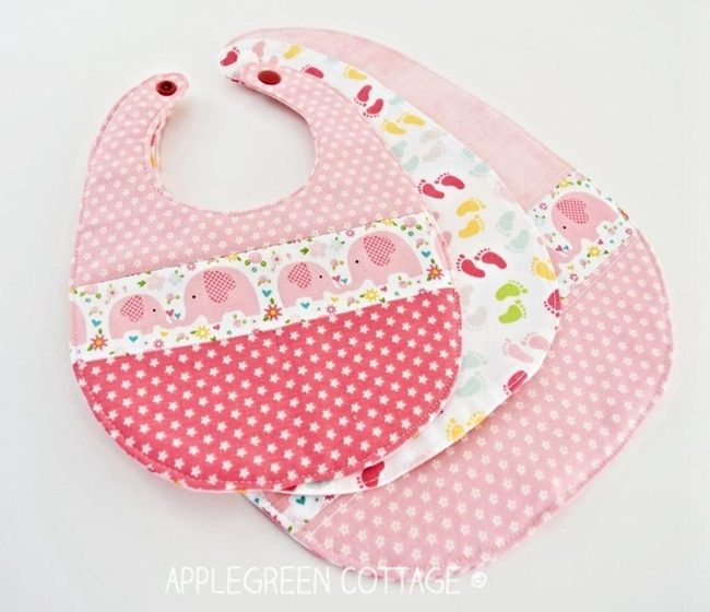 Soft Pink Baby Bibs Elephants