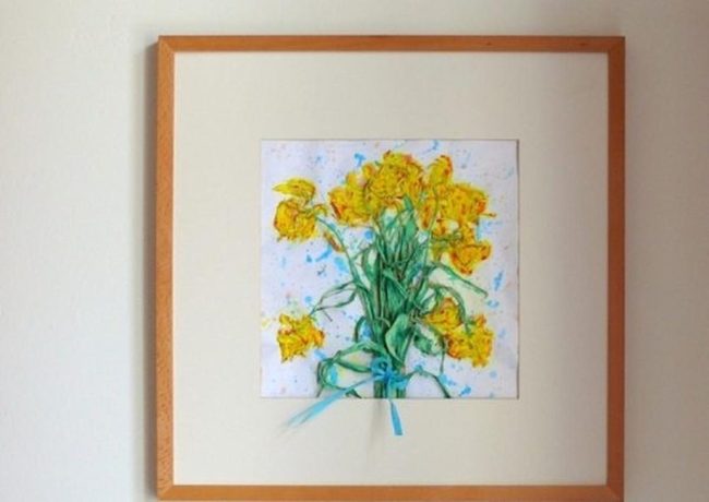 Yellow Blooms In Wooden Frame