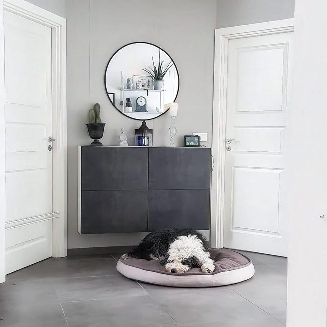 Gray Floating Cabinets Modern Interior