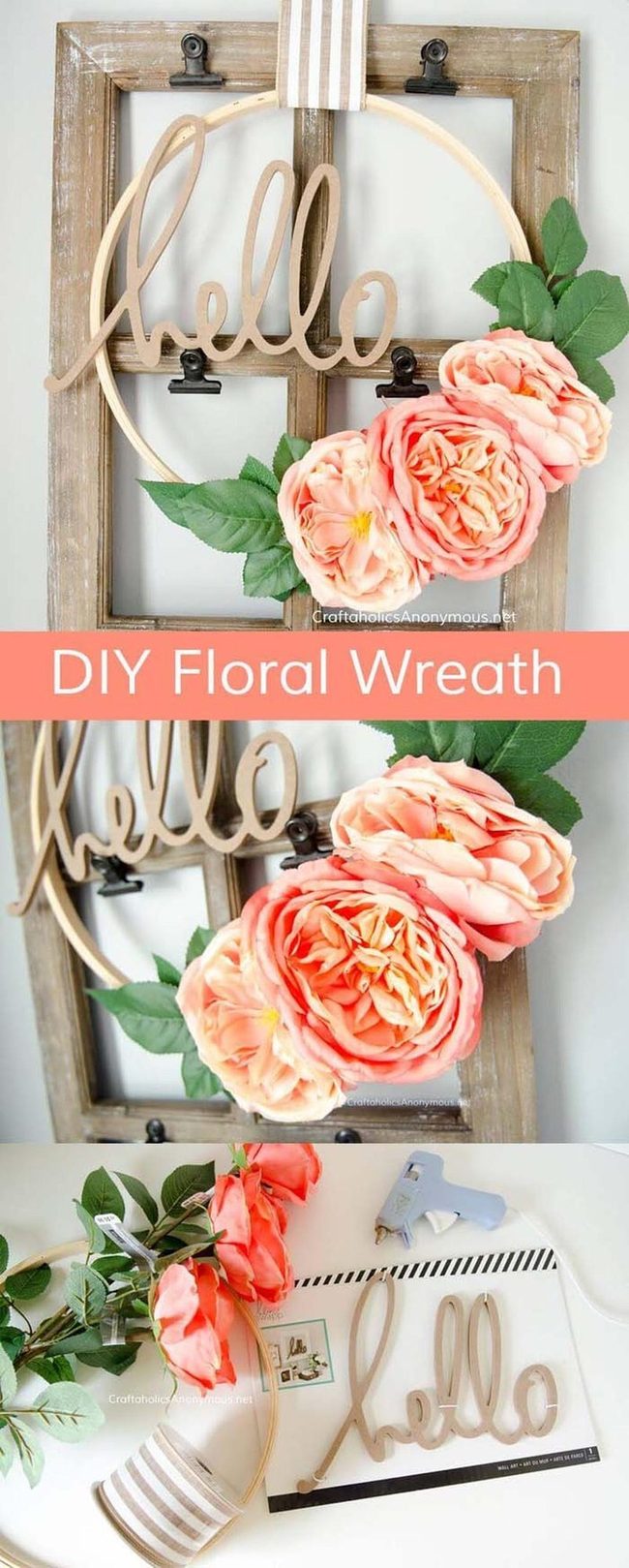 Embroidery Hoop Peony Wreath