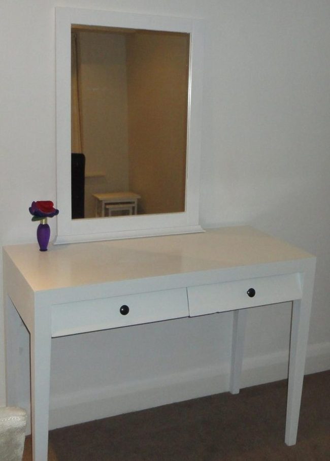 White Frame Mirror, Red Blooms