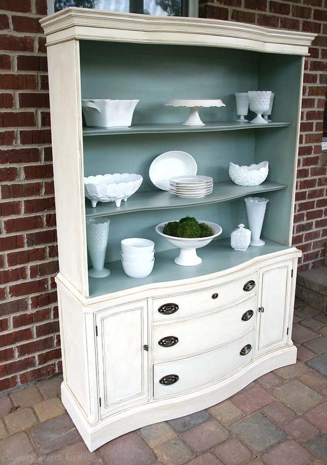 Weathered White Cabinet Transformation