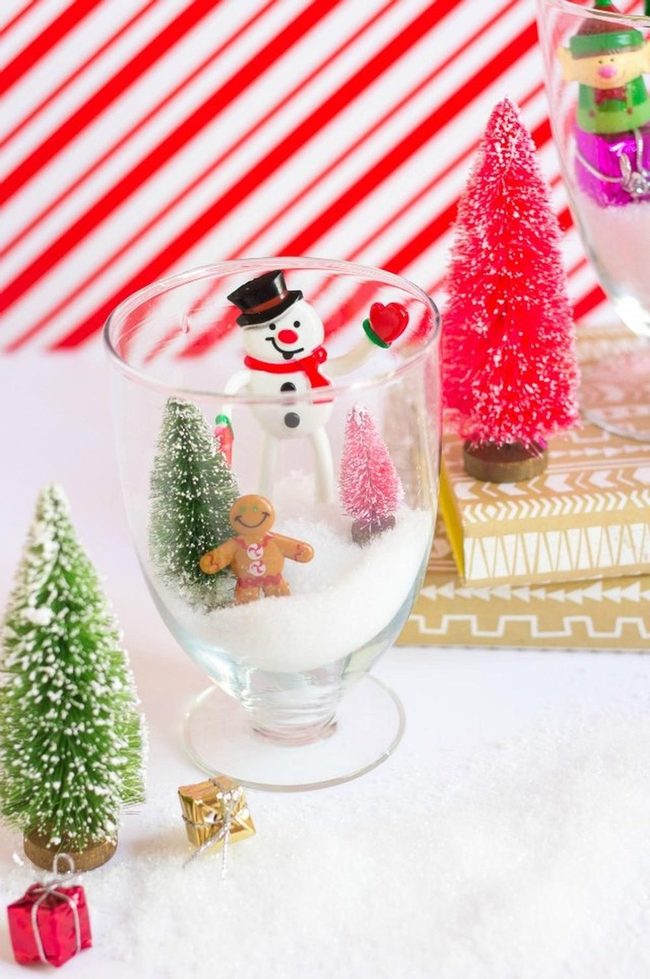 Miniature Snowmen Glass Globes