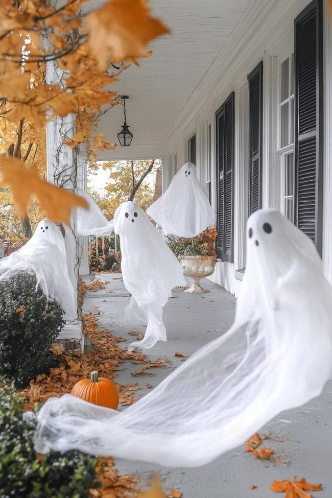 White Sheet Ghosts Floating