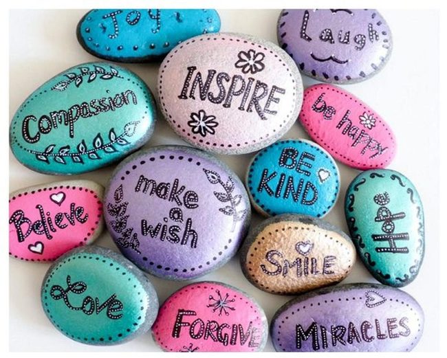 Glossy Pink And Blue Message Stones