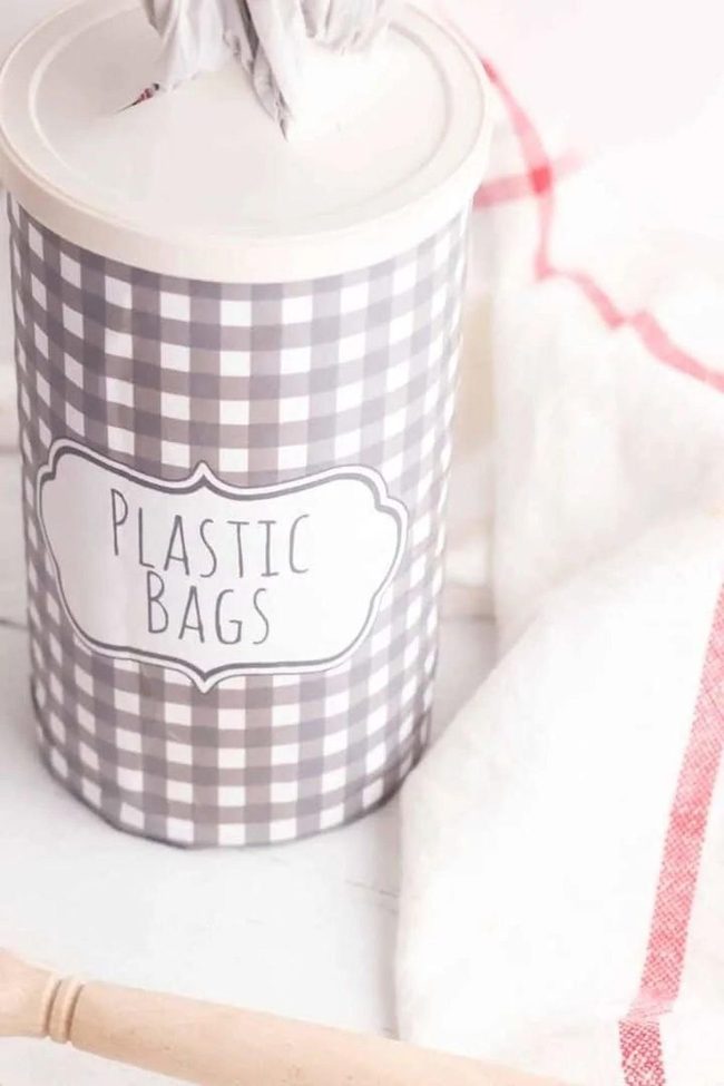 Painted Canisters for Plastic Bags
