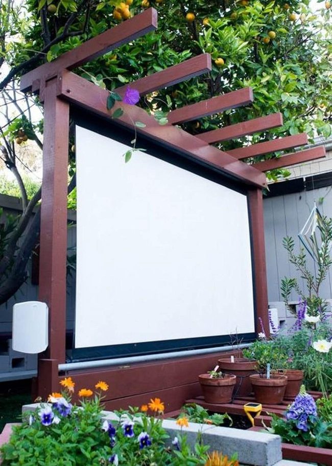 Backyard Movie Theater Pergola