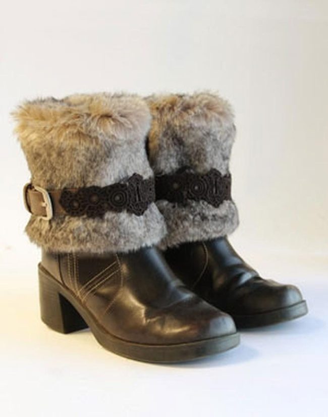 Black Leather Boots, Floral Straps