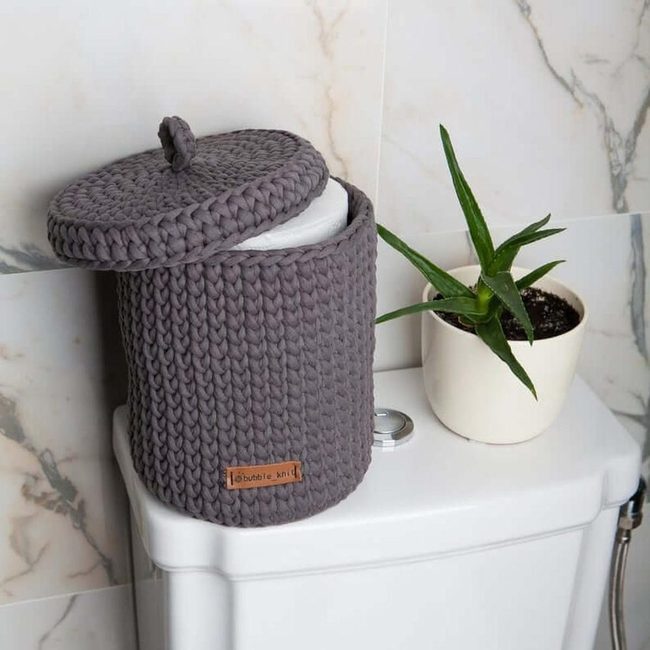 Striped Knit Toilet Roll Holder