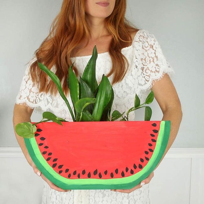 Red Ceramic Watermelon Planters
