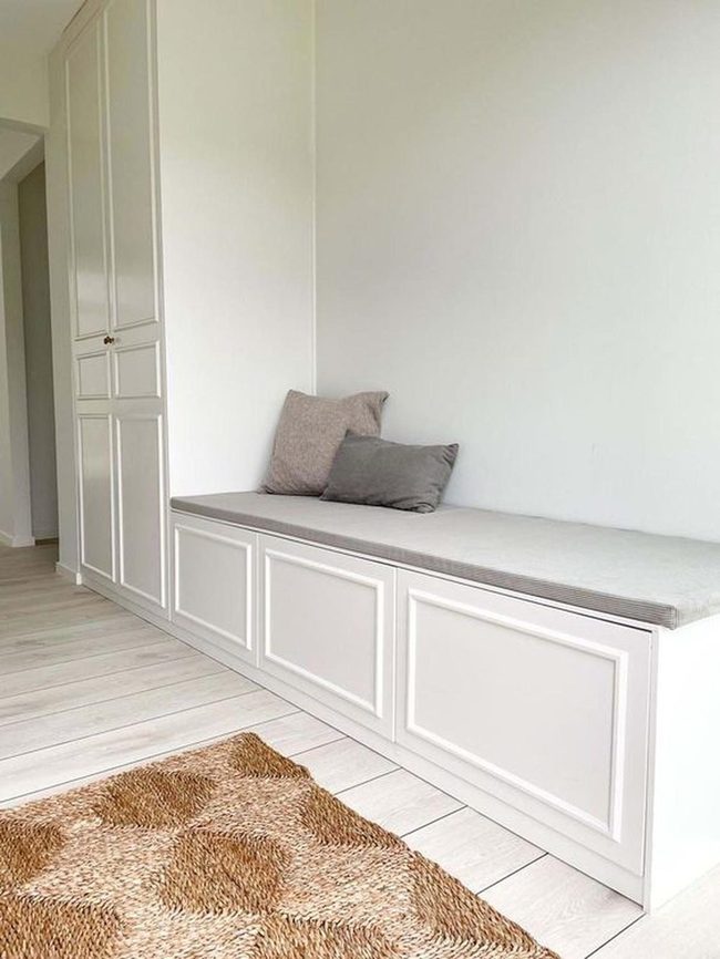 Gray Cushioned Bench Seating