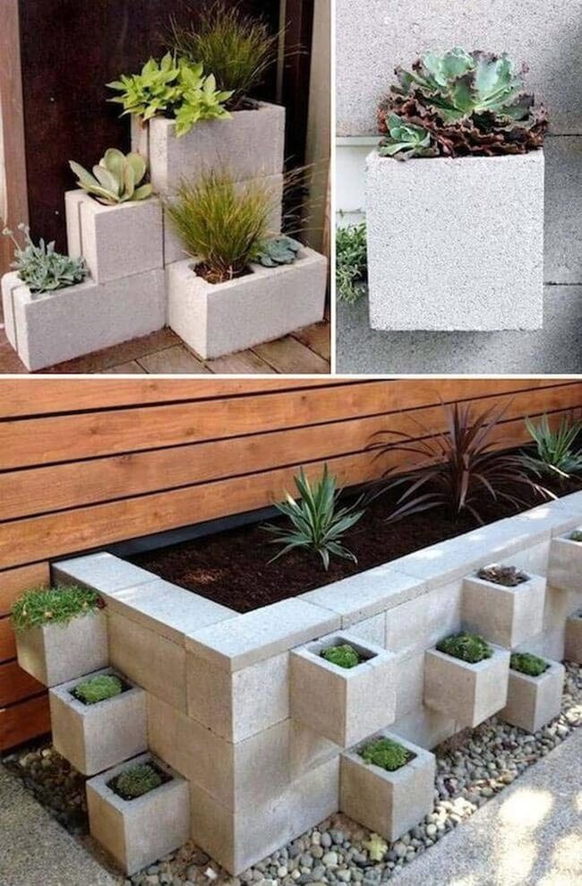 Painted Cinder Block Gardens