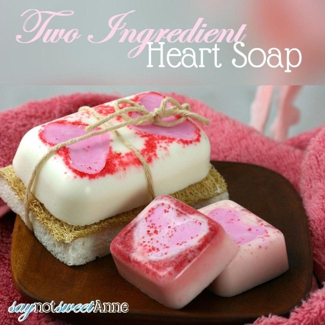 Pink Heart Soaps With Natural Loofah