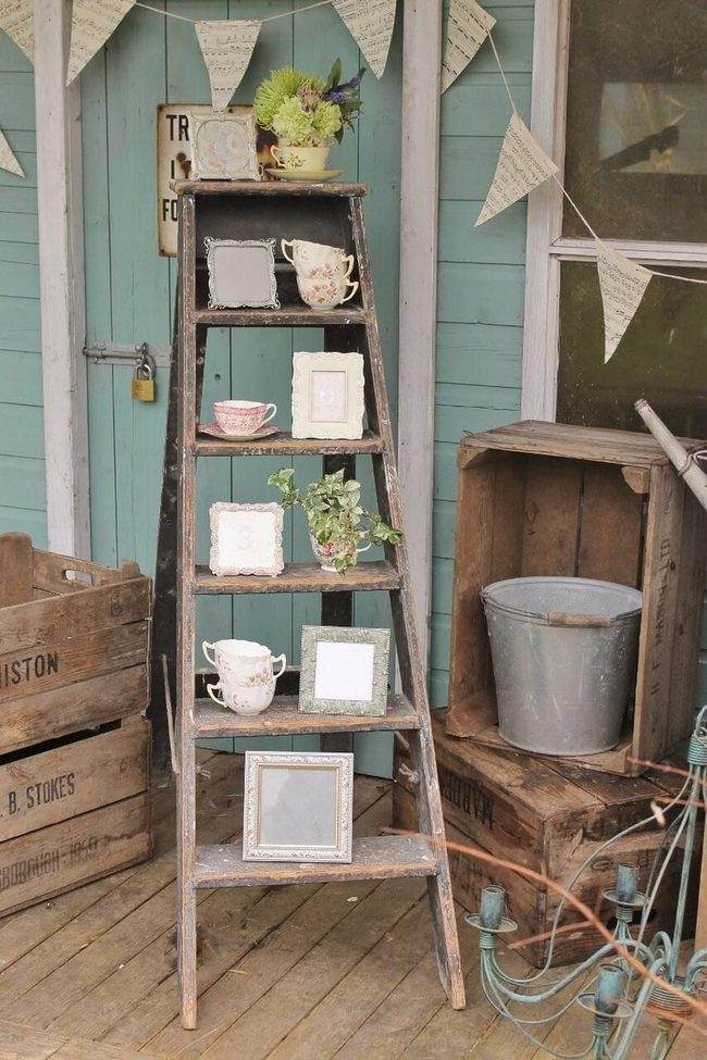 Wooden Ladder Storage Display