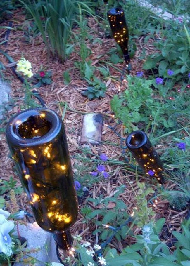 Inverted Wine Bottles, Fairy Light Path