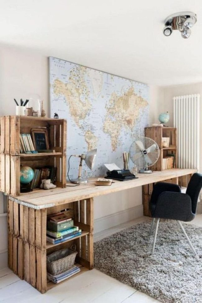 World Maps Wooden Workspace