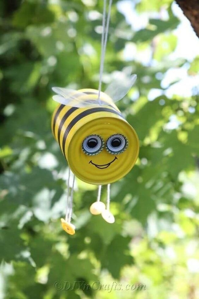 Recycled Can Bee Ornaments