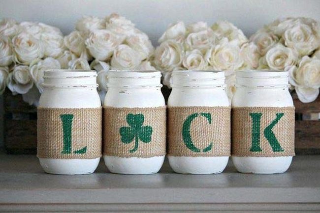 Green String Lights & Burlap Jars