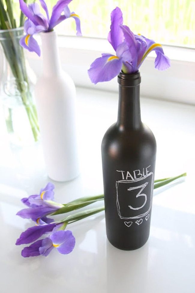 Purple Florals, Black Chalkboard Bottles