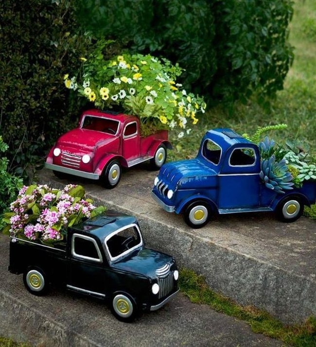 Painted Toy Trucks Garden Planters