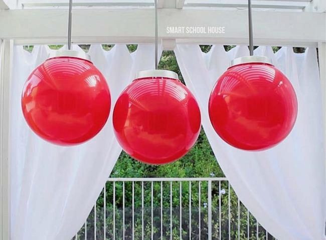 Giant Metallic Ornaments Garden Display