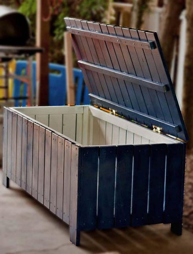 Dark Blue Wooden Storage Chest