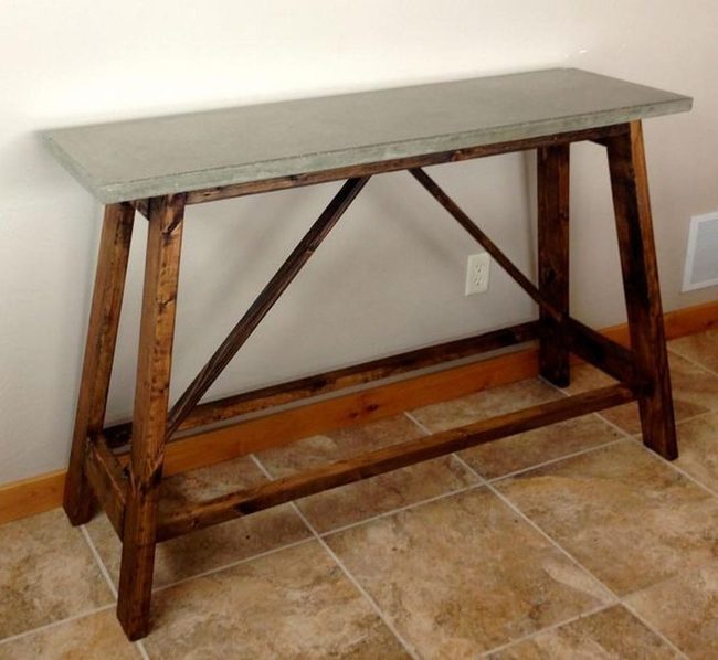 Gray Slate Table With Angled Legs