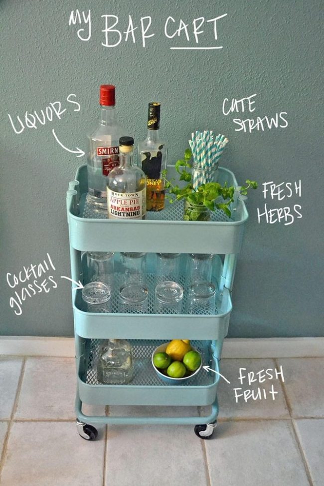 Blue Wheeled Drink Station