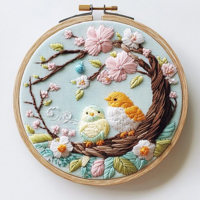 Fabric-Filled Hoops Bring Spring Walls