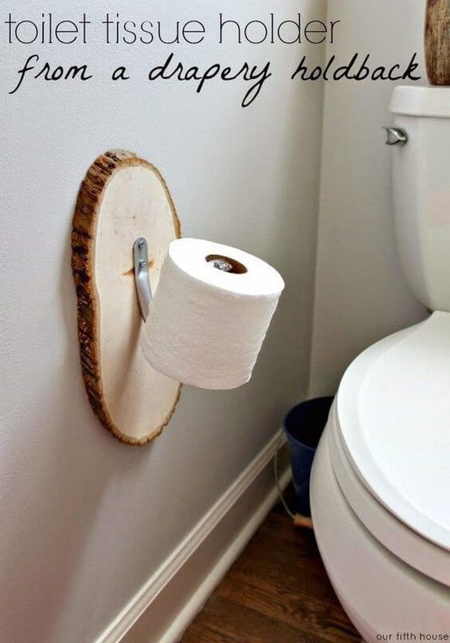Wood Slice Metal Drapery Holder